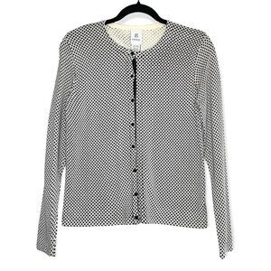 G Knitwear Silk Blend Cardigan Black and Cream Size Small